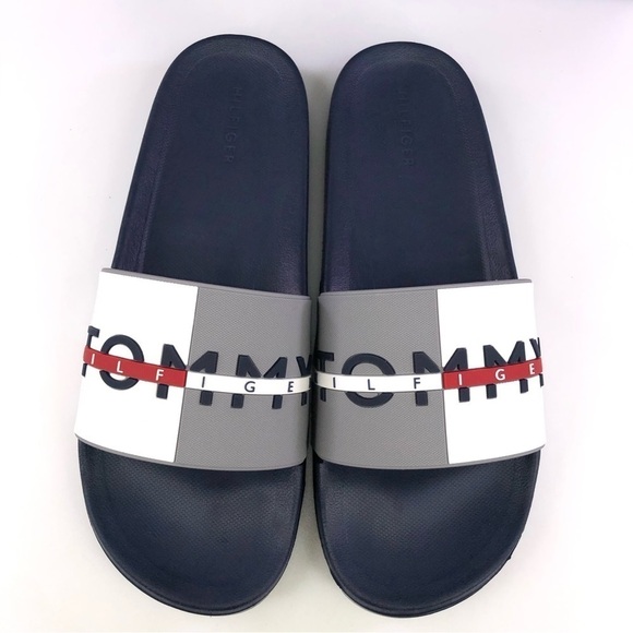 Tommy Hilfiger Men\'s Rafael Color Block Pool Slides in White/Gray Shoes main image 5